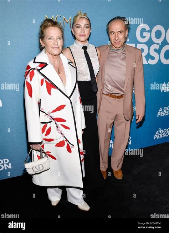 Florence Pugh, center, and her parents Deborah Mackin, left, and Clinton Pugh attend a special screening of "A Good Person" at Metrograph, in New York NY Special Screening of "A Good Person", New York, United States - 20 Mar 2023