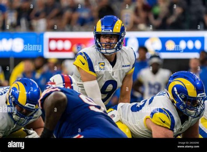 Los Angeles Rams quarterback Matthew Stafford (9) walks to the sideline during a NFL divisional playoff football game between the Los Angeles Rams and Tampa Bay Buccaneers, in Tampa, Fla Rams Buccaneers Football, Tampa, United States - 23 Jan 2022