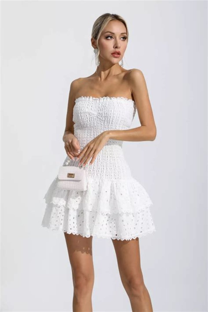 ruffled white mini dress