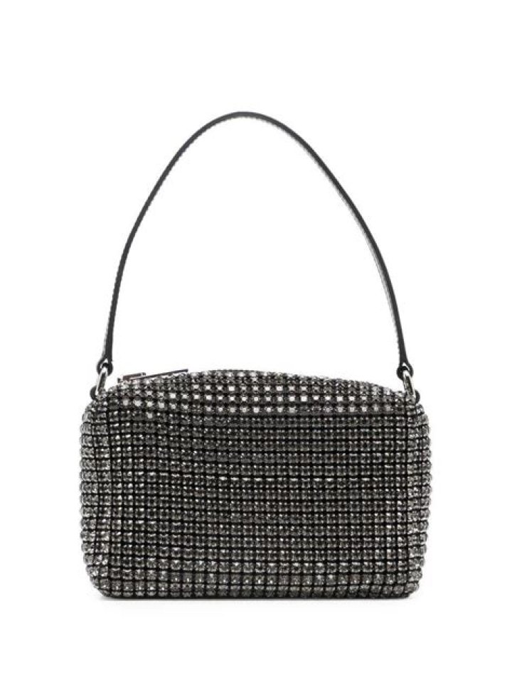 Small black and silver rhinestone-embellished purse